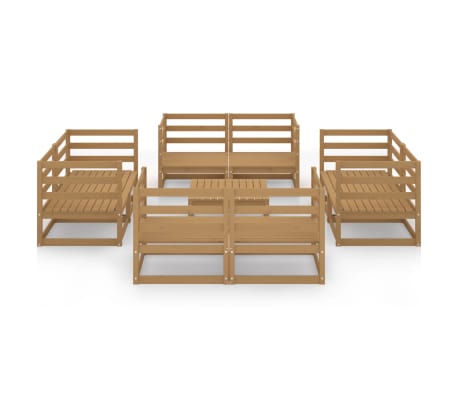 vidaXL 9 Piece Garden Lounge Set Honey Brown Solid Pinewood