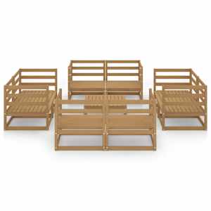 vidaXL 9 Piece Garden Lounge Set Honey Brown Solid Pinewood