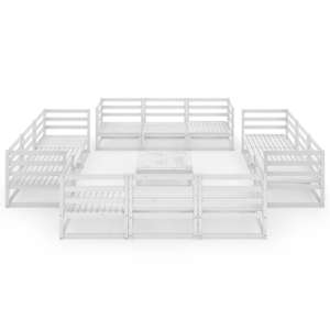vidaXL Salon de jardin 13 pcs Blanc Bois de pin massif