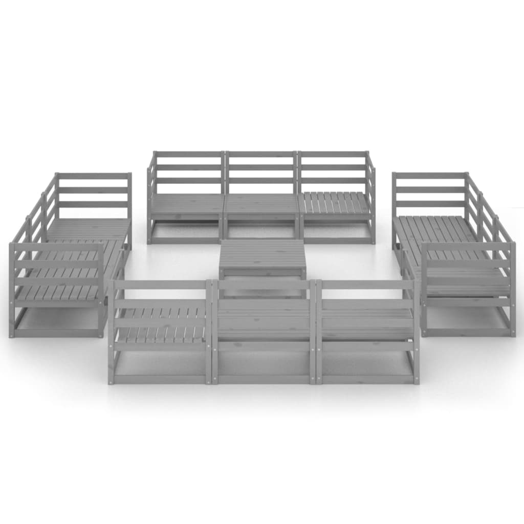 

vidaXL 13-delige Loungeset massief grenenhout grijs