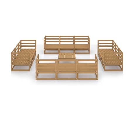 vidaXL Sodo poilsio baldų komplektas, 13 dalių, medaus rudas, pu&scaron;is