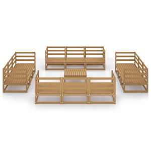 vidaXL Sodo poilsio baldų komplektas, 13 dalių, medaus rudas, pu&scaron;is