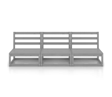 vidaXL 3-seters hagesofa grå heltre furu