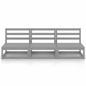 vidaXL 3-seters hagesofa grå heltre furu