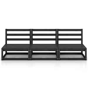 vidaXL Outdoor-Sofa 3-Sitzer Schwarz Massivholz Kiefer