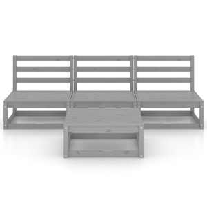 vidaXL 4 Piece Garden Lounge Set Grey Solid Wood Pine