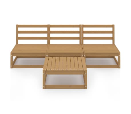 vidaXL Sodo poilsio baldų komplektas, 4 dalių, medaus rudas, pu&scaron;is