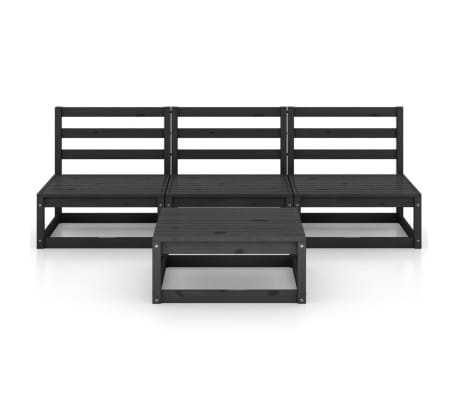 vidaXL Sodo poilsio baldų komplektas, 4 dalių, juodas, pu&scaron;ies masyvas