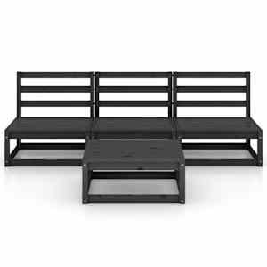 vidaXL Sodo poilsio baldų komplektas, 4 dalių, juodas, pu&scaron;ies masyvas