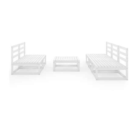 vidaXL Sodo poilsio baldų komplektas, 6 dalių, baltas, pu&scaron;ies masyvas