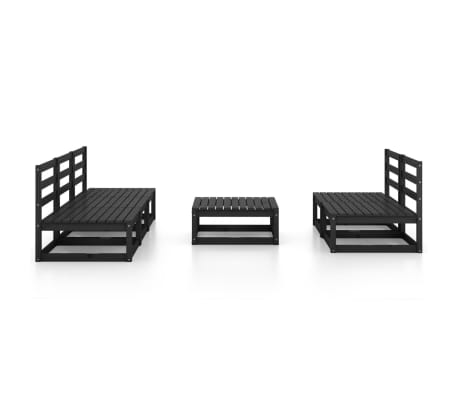 vidaXL 6-delige Loungeset massief grenenhout zwart