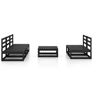 vidaXL 6-delige Loungeset massief grenenhout zwart