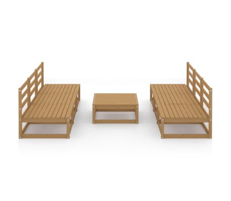 vidaXL Sodo poilsio baldų komplektas, 7 dalių, medaus rudas, pu&scaron;is