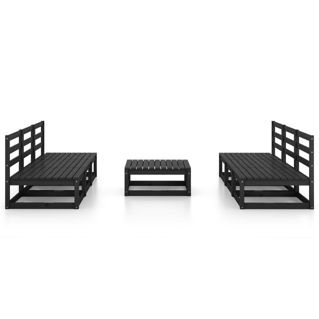 

vidaXL 7-delige Loungeset massief grenenhout zwart