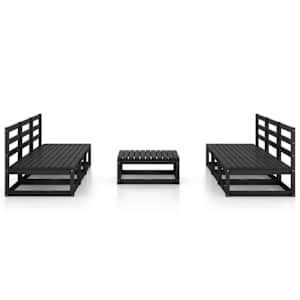 vidaXL Salon de jardin 7 pcs noir bois de pin massif