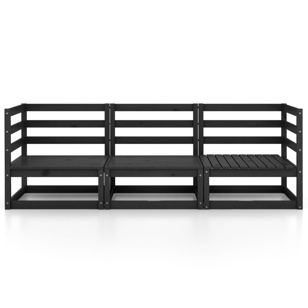 

vidaXL Tuinbank 3-zits massief grenenhout zwart