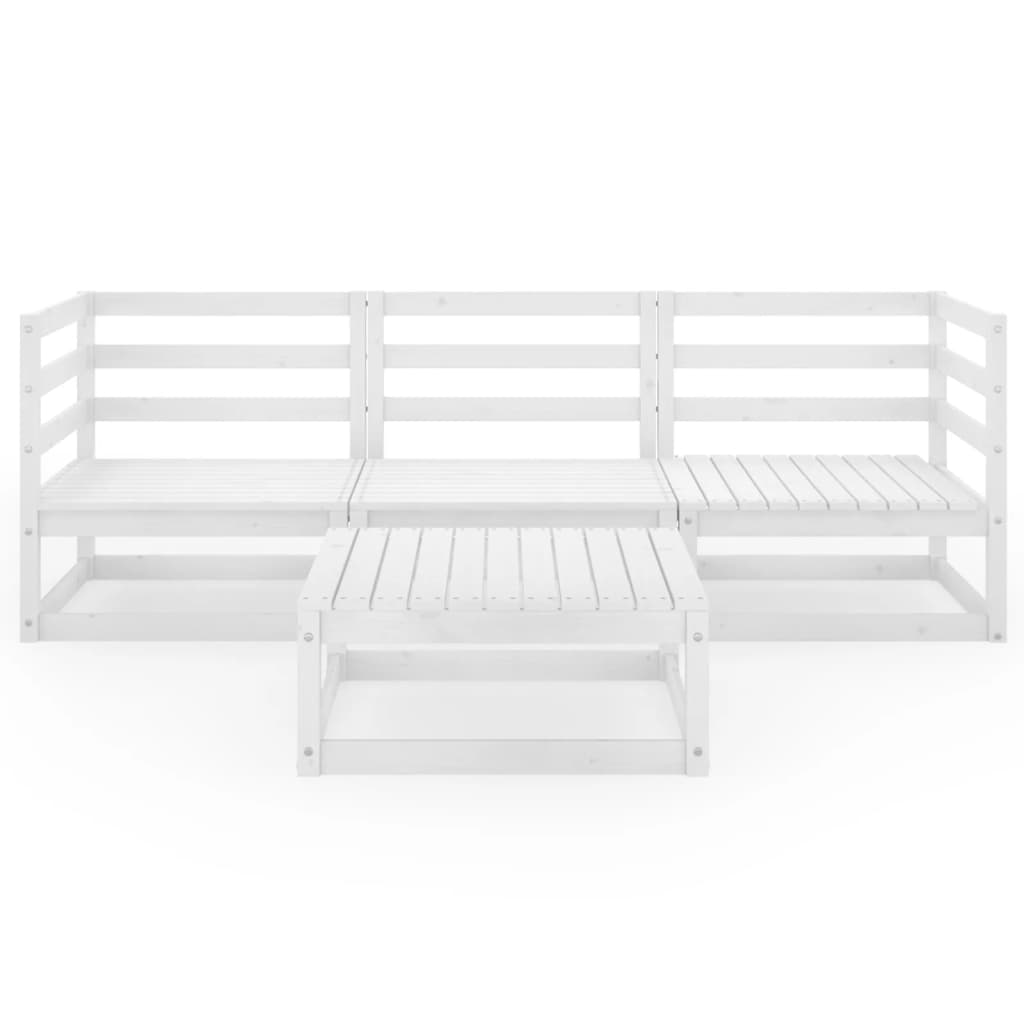 vidaXL 4-delige Loungeset massief grenenhout wit afbeelding