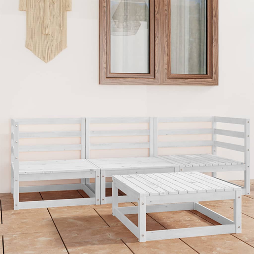 Zestaw wypoczynkowy ogrodowy, biały, drewno sosnowe, 70x70x67 cm, 70x70x30 cm