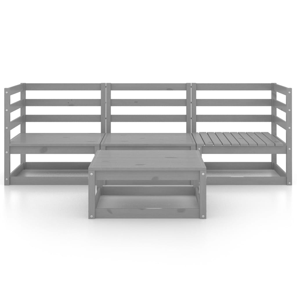 

vidaXL 4-delige Loungeset massief grenenhout grijs