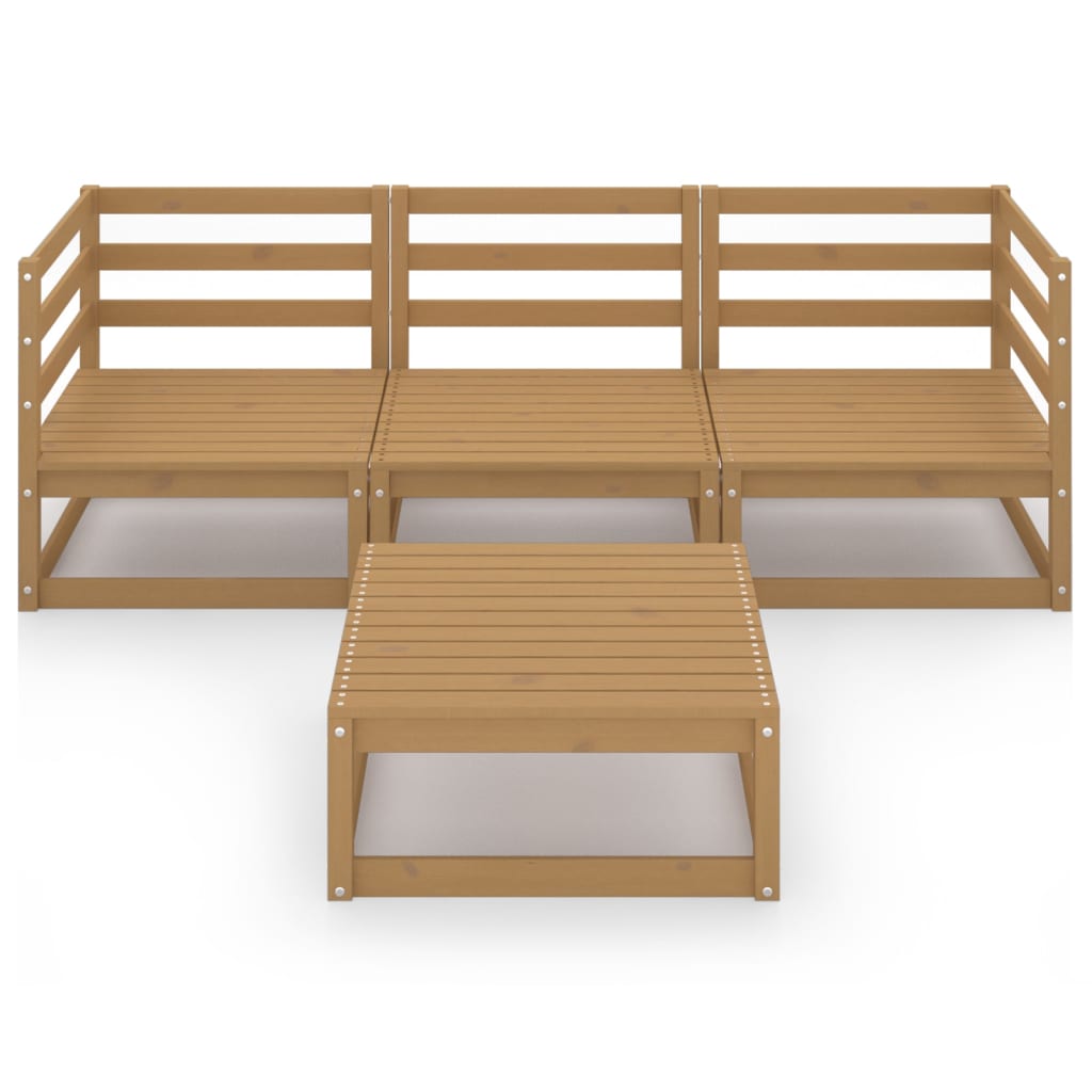 

vidaXL 4-delige Loungeset massief grenenhout honingbruin
