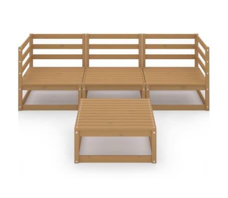 vidaXL Sodo poilsio baldų komplektas, 4 dalių, medaus rudas, pu&scaron;is