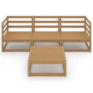 vidaXL Sodo poilsio baldų komplektas, 4 dalių, medaus rudas, pu&scaron;is