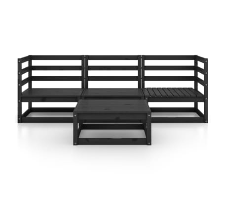 vidaXL Sodo poilsio baldų komplektas, 4 dalių, juodas, pu&scaron;ies masyvas