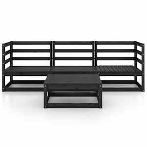 vidaXL Sodo poilsio baldų komplektas, 4 dalių, juodas, pu&scaron;ies masyvas