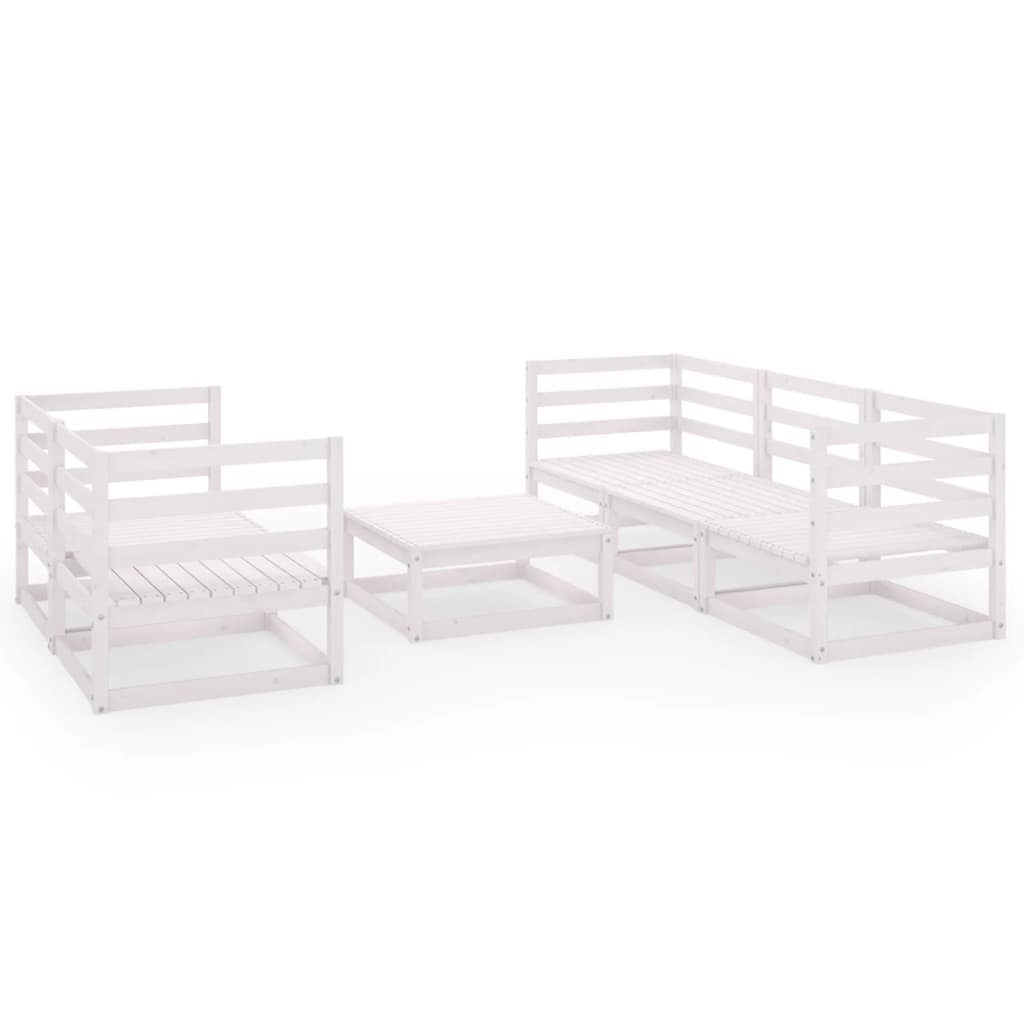 Poza vidaXL Set mobilier de gradina, 6 piese, alb, lemn masiv de pin