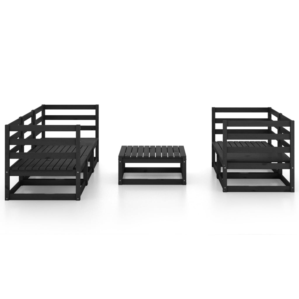 

vidaXL 6-delige Loungeset massief grenenhout zwart