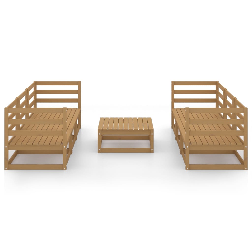 

vidaXL 7-delige Loungeset massief grenenhout honingbruin