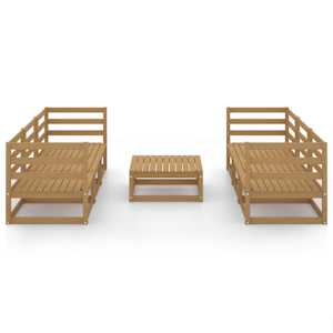 vidaXL Sodo poilsio baldų komplektas, 7 dalių, medaus rudas, pu&scaron;is