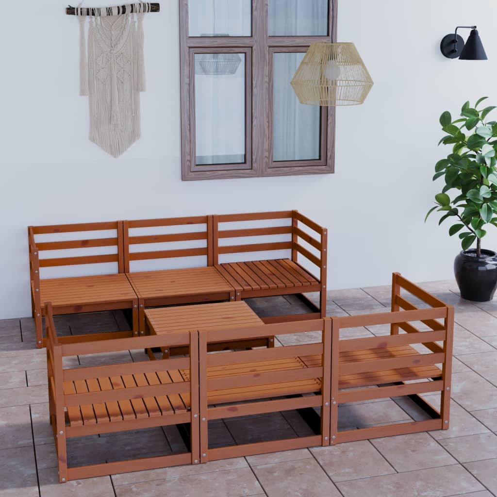 7-tlg. Garten-Lounge-Set Honigbraun Massivholz Kiefer kaufen