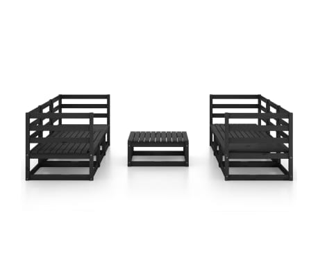 vidaXL Sodo poilsio baldų komplektas, 7 dalių, juodas, pu&scaron;ies masyvas