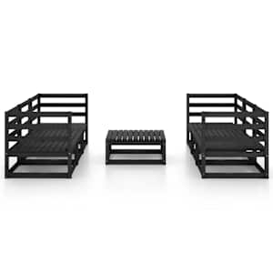 vidaXL Sodo poilsio baldų komplektas, 7 dalių, juodas, pu&scaron;ies masyvas