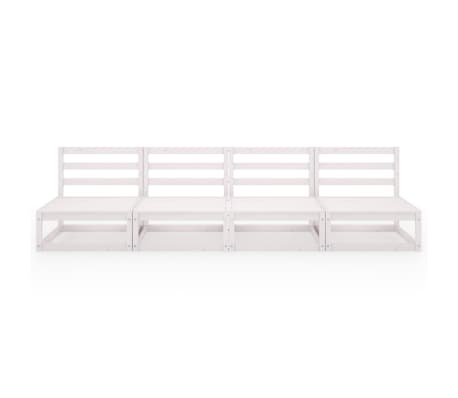 vidaXL Canap&eacute; &agrave; 4 places de jardin Blanc Bois de pin solide