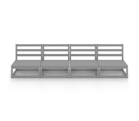 vidaXL 4-seters hagesofa grå heltre furu