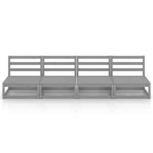 vidaXL 4-seters hagesofa grå heltre furu