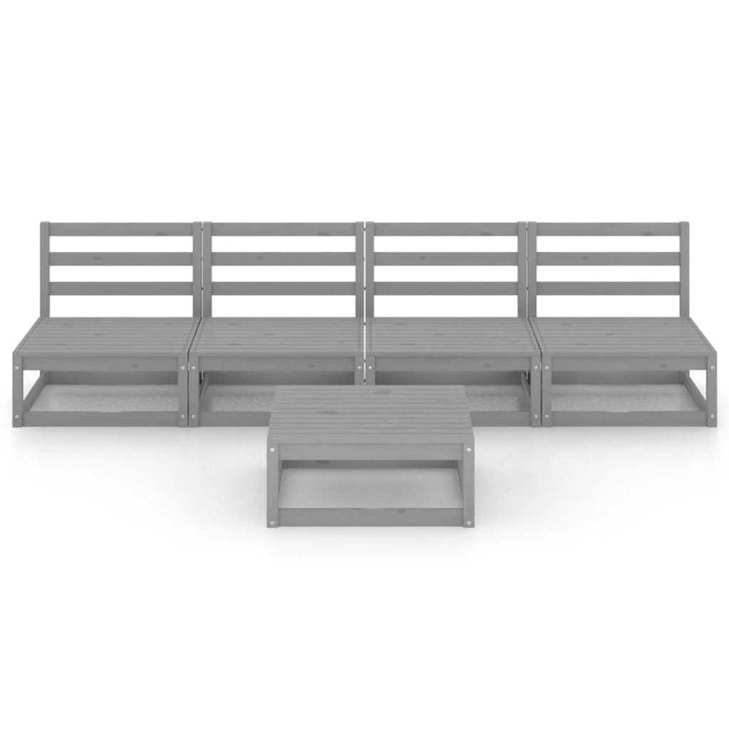 

vidaXL 5-delige Loungeset massief grenenhout grijs
