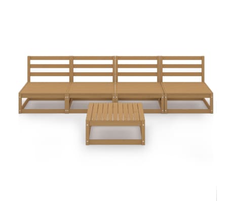 vidaXL Sodo poilsio baldų komplektas, 5 dalių, medaus rudas, pu&scaron;is