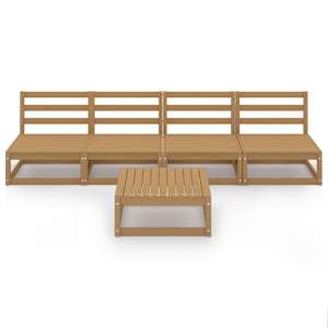 vidaXL Sodo poilsio baldų komplektas, 5 dalių, medaus rudas, pu&scaron;is