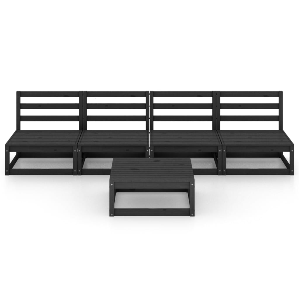 

vidaXL 5-delige Loungeset massief grenenhout zwart