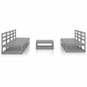 vidaXL Sodo poilsio baldų komplektas, 8 dalių, pilkas, pu&scaron;ies masyvas