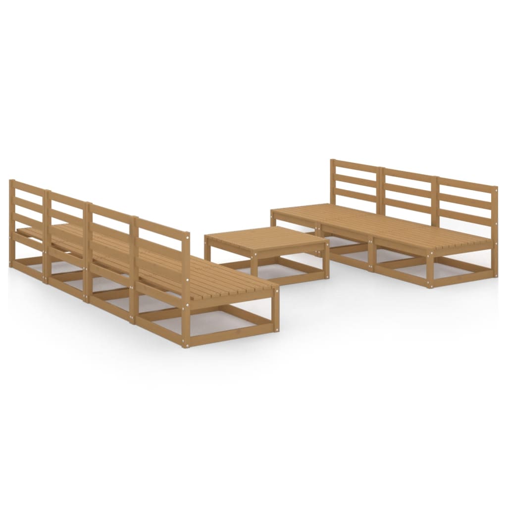 Set mobilier de grădină, 8 piese, maro miere, lemn masiv de pin