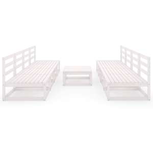 vidaXL Sodo poilsio baldų komplektas, 9 dalių, baltas, pu&scaron;ies masyvas