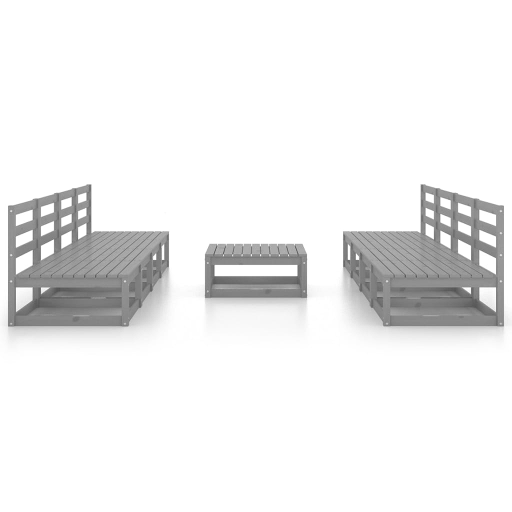 

vidaXL 9-delige Loungeset massief grenenhout grijs