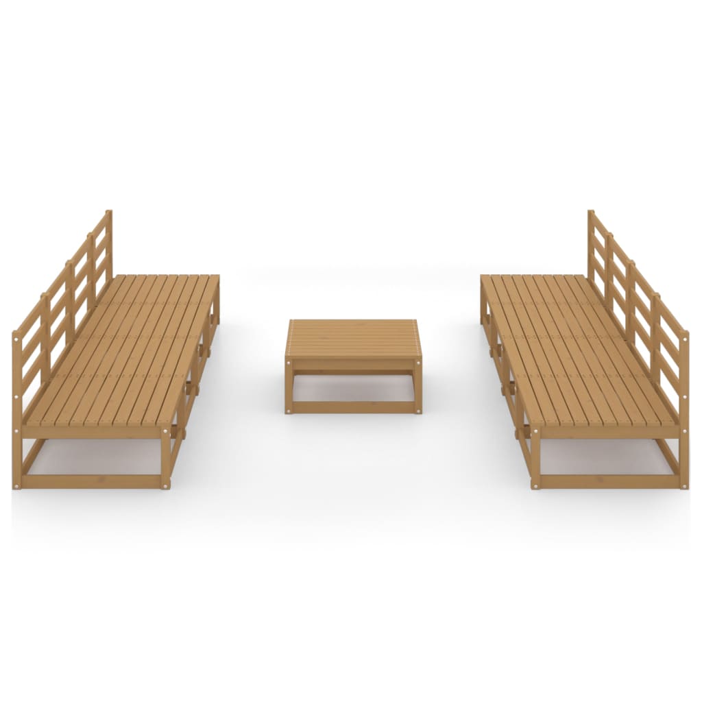 

vidaXL 9-delige Loungeset massief grenenhout honingbruin