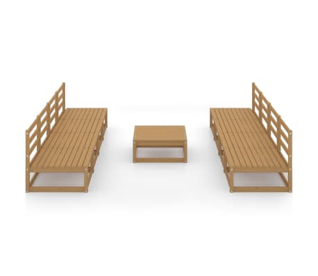 vidaXL Sodo poilsio baldų komplektas, 9 dalių, medaus rudas, pu&scaron;is