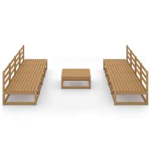 vidaXL Sodo poilsio baldų komplektas, 9 dalių, medaus rudas, pu&scaron;is