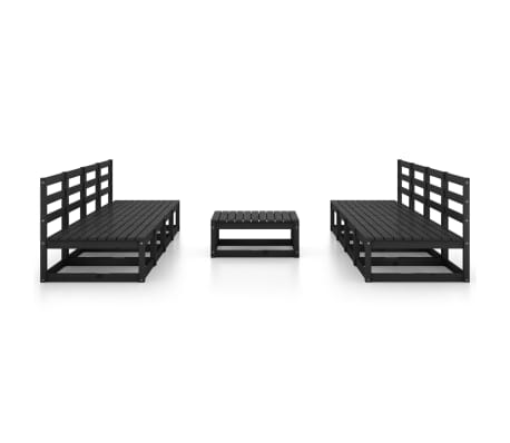 vidaXL 9-delige Loungeset massief grenenhout zwart